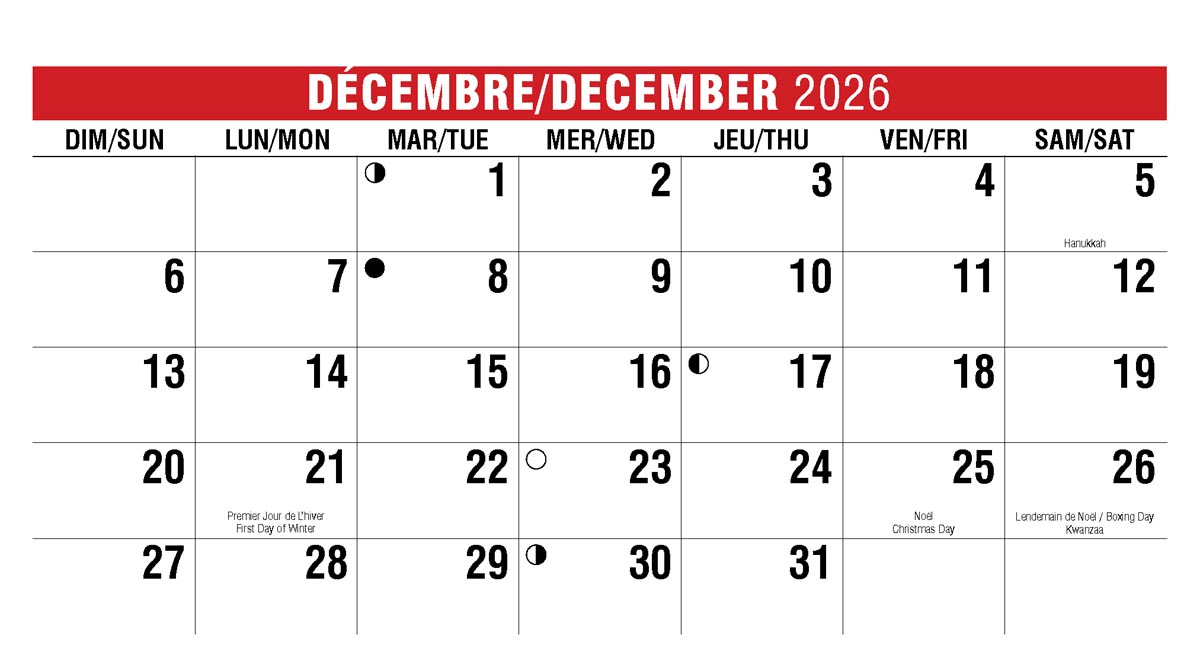 Galleria Canadian Scenes( ENG/Fr) Promotional Desk Calendar- 2026